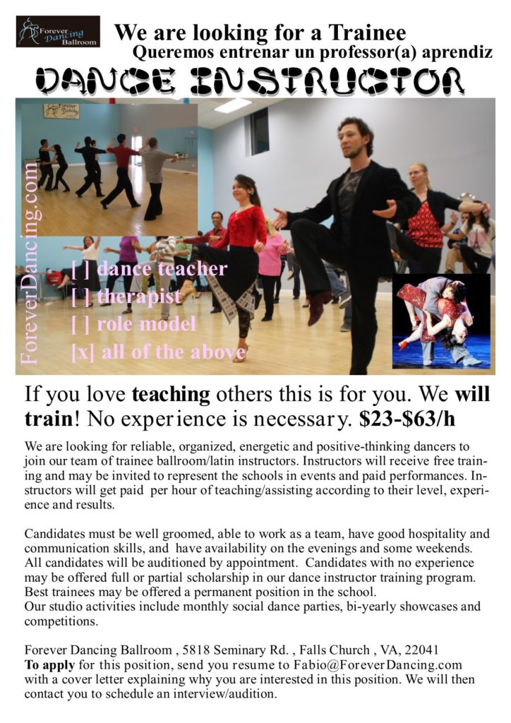Hiring Instructor Ad 2020 ⋆ Forever Dancing Ballroom